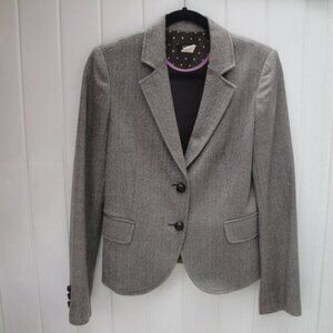 J. Crew Blazer Jacket Brown Ivory Tweed Herringbone Size 8